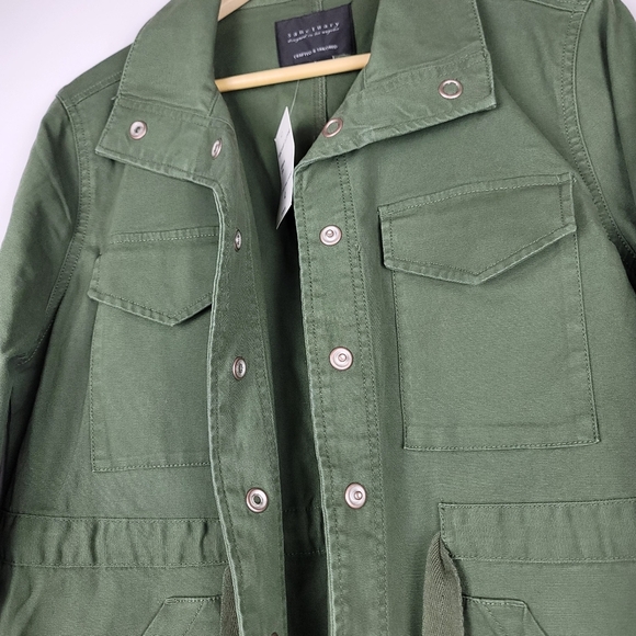 Sanctuary green jacket size large NWT cotton twill 4 pocket size large - Picture 5 of 9